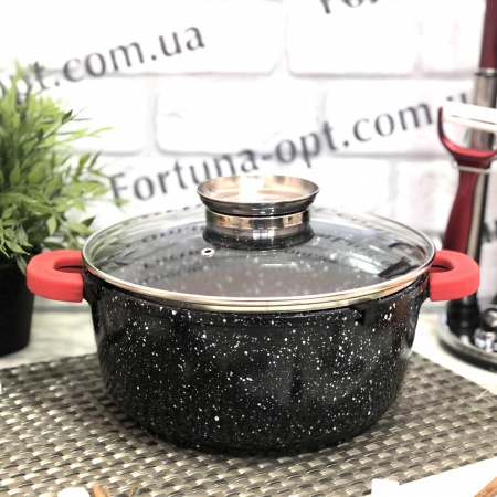 Казан - кастрюля круглая с мраморным покрытием A-Plus - 1470 - 4,3 л - 24 см ✅ базовая цена $16.78 ✔ Опт ✔ Скидки ✔ Заходите! - Интернет-магазин ✅ Фортуна-опт ✅