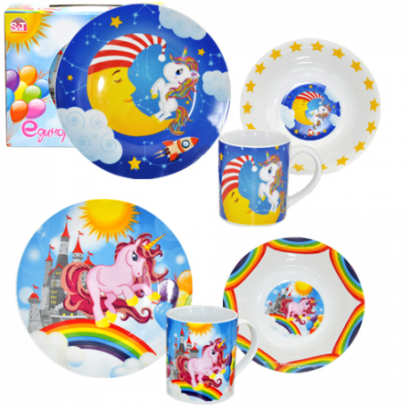 Набор детский из керамики 3 пр. "Единорог микс" - 5141 ✅ базовая цена 166.06 грн. ✔ Опт ✔ Скидки ✔ Заходите! - Интернет-магазин ✅ Фортуна-опт ✅