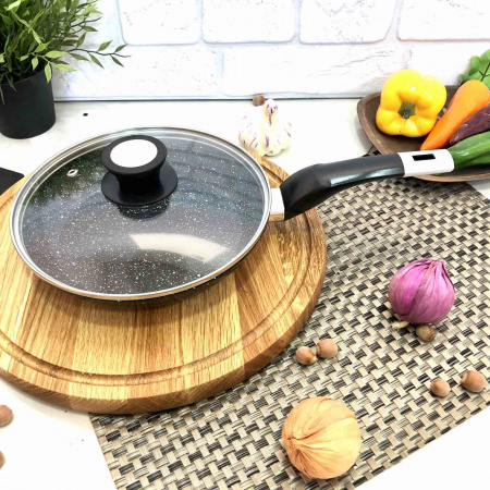 Сковорода 22 см с крышкой,гранитное покрытие A-Plus - 1480 ✅ базовая цена $9.13 ✔ Опт ✔ Скидки ✔ Заходите! - Интернет-магазин ✅ Фортуна-опт ✅