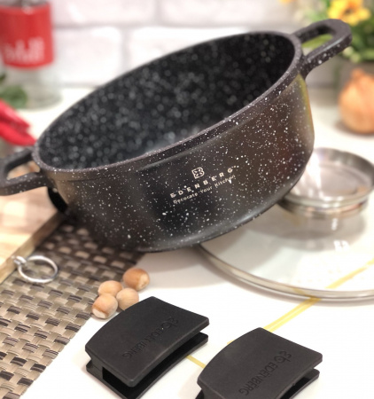 Казан с крышкой черный мрамор Edenberg EB - 8116 - 2,3 л/20 см ✅ базовая цена $17.04 ✔ Опт ✔ Скидки ✔ Заходите! - Интернет-магазин ✅ Фортуна-опт ✅