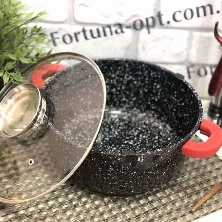 Казан - кастрюля круглая с мраморным покрытием A-Plus - 1470 - 4,3 л - 24 см ✅ базовая цена $16.78 ✔ Опт ✔ Скидки ✔ Заходите! - Интернет-магазин ✅ Фортуна-опт ✅