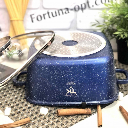 Кастрюля -казан квадрат Top Kitchen синий мрамор 4,5 л -(24см) TK 00055 ✅ базовая цена $20.84 ✔ Опт ✔ Скидки ✔ Заходите! - Интернет-магазин ✅ Фортуна-опт ✅