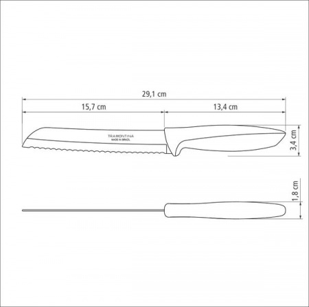 Нож для хлеба 178 мм в блистере Трамонтина PLENUS светло-серая ручка 23422/137 ✅ базовая цена 103.10 грн. ✔ Опт ✔ Скидки ✔ Заходите! - Интернет-магазин ✅ Фортуна-опт ✅