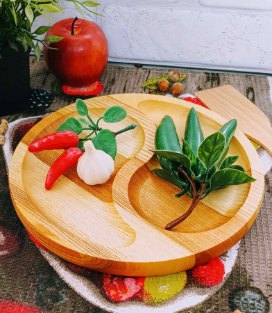 Менажница Ясень 25см круглая 2 секций 0129 ✅ базовая цена 197.14 грн. ✔ Опт ✔ Скидки ✔ Заходите! - Интернет-магазин ✅ Фортуна-опт ✅