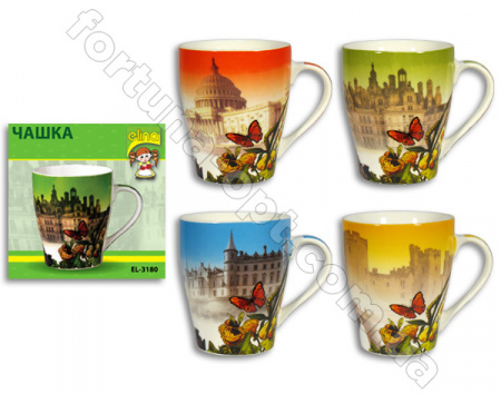 Чашка керамическая 370 мл Бабочки Elina EL - 3180  ✅ базовая цена 33.50 грн. ✔ Опт ✔ Скидки ✔ Заходите! - Интернет-магазин ✅ Фортуна-опт ✅