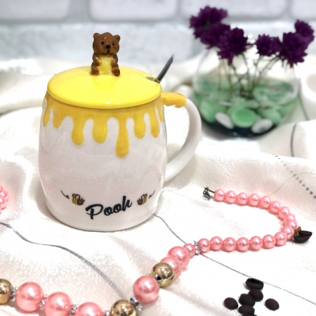 Чашка с крышкой и ложкой керамика 400 мл Pooh Stenson - 00529 ✅ базовая цена $6.46 ✔ Опт ✔ Скидки ✔ Заходите! - Интернет-магазин ✅ Фортуна-опт ✅