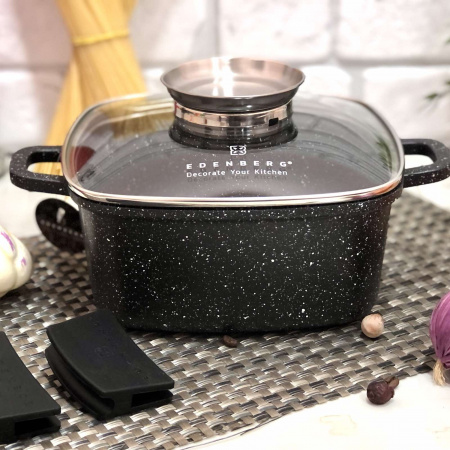 Казан квадратный с крышкой Edenberg EB - 8112 - 3,7 л/22 см ✅ базовая цена $25.97 ✔ Опт ✔ Скидки ✔ Заходите! - Интернет-магазин ✅ Фортуна-опт ✅