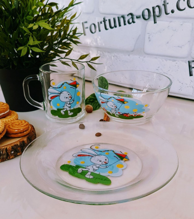 Детский набор 3 пр "Зайчик и котик" 204918 ✅ базовая цена 155.40 грн. ✔ Опт ✔ Скидки ✔ Заходите! - Интернет-магазин ✅ Фортуна-опт ✅