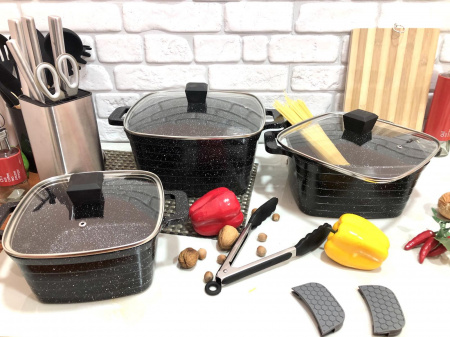 Набор кастрюль Top Kitchen черный ТК 00024  ✅ базовая цена $58.35 ✔ Опт ✔ Скидки ✔ Заходите! - Интернет-магазин ✅ Фортуна-опт ✅