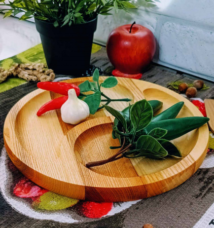 Менажница Ясень 25см круглая 2 секций 0129 ✅ базовая цена 197.14 грн. ✔ Опт ✔ Скидки ✔ Заходите! - Интернет-магазин ✅ Фортуна-опт ✅