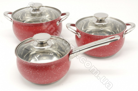 Набор кастрюль с мраморным покрытием А-Plus - 2187 ✅ картинка - Интернет-магазин ✅ Fortuna-opt.com.ua. ✅ Набор кастрюль с мраморным покрытием А-Plus - 2187 ✅ базовая цена $27.48 ✔ Опт ✔ Скидки ✔ Заходите! - Интернет-магазин ✅ Фортуна-опт ✅