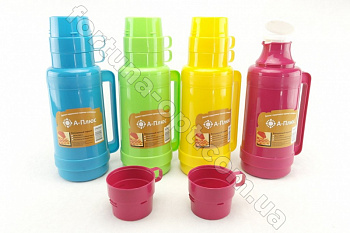 {Термос стеклянный с двумя чашками A-Plus - 1638 (1.8 л) ➜ базовая цена $4.74 ✅ - Интернет-магазин ✅ Фортуна ✅