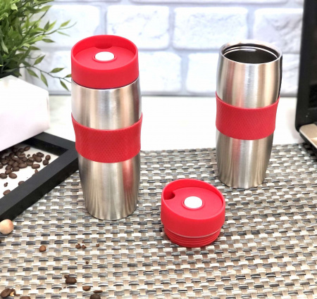 Термокружка 380 мл с силиконовым ободком 2083 Stenson ➜ фото ➜ розн цена $5.35 - Интернет-магазин ✅ Fortuna-opt.com.ua. ✅