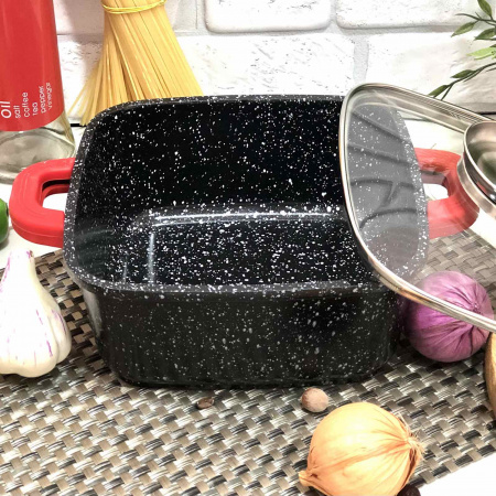 Казан - кастрюля квадрат с мраморным покрытием A-Plus - 1473 - 5,1 л - 24 см  ✅ базовая цена $17.44 ✔ Опт ✔ Скидки ✔ Заходите! - Интернет-магазин ✅ Фортуна-опт ✅