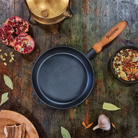 Сковорода чугунная литая 24х4см с дерев.ручкой Т 302 (СН) ✅ базовая цена 412.54 грн. ✔ Опт ✔ Скидки ✔ Заходите! - Интернет-магазин ✅ Фортуна-опт ✅