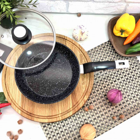 Сковорода 22 см с крышкой,гранитное покрытие A-Plus - 1480 ✅ базовая цена $9.13 ✔ Опт ✔ Скидки ✔ Заходите! - Интернет-магазин ✅ Фортуна-опт ✅