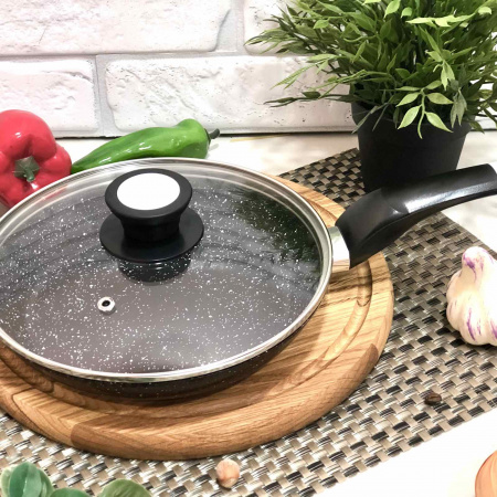 Сковорода 24 см с крышкой, гранитное покрытие A-Plus - 1481 ✅ картинка - Интернет-магазин ✅ Fortuna-opt.com.ua. ✅ Сковорода 24 см с крышкой, гранитное покрытие A-Plus - 1481 ✅ базовая цена $10.44 ✔ Опт ✔ Скидки ✔ Заходите! - Интернет-магазин ✅ Фортуна-опт ✅