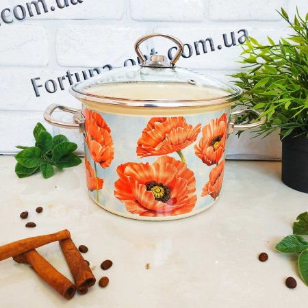 Кастрюля эмалированная 3,0 л 83112 Маки ✅ картинка - Интернет-магазин ✅ Fortuna-opt.com.ua. ✅ Кастрюля эмалированная 3,0 л 83112 Маки ✅ базовая цена 567.21 грн. ✔ Опт ✔ Скидки ✔ Заходите! - Интернет-магазин ✅ Фортуна-опт ✅